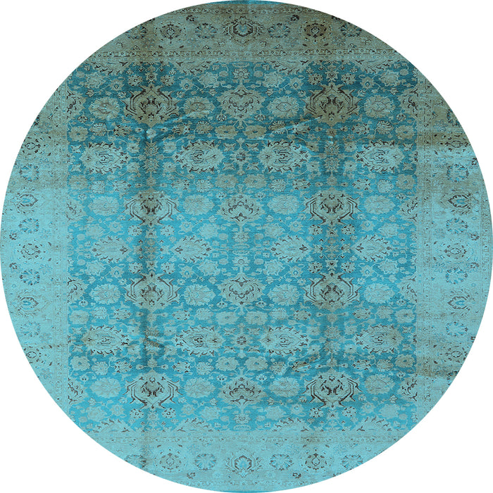 Round Oriental Light Blue Industrial Rug, urb1054lblu