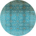 Round Oriental Light Blue Industrial Rug, urb1054lblu