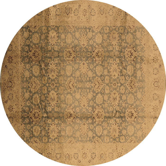 Round Oriental Brown Industrial Rug, urb1054brn