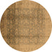 Round Oriental Brown Industrial Rug, urb1054brn