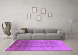 Machine Washable Oriental Purple Industrial Area Rugs in a Living Room, wshurb1054pur