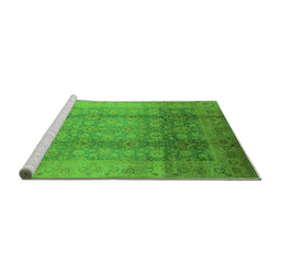 Sideview of Machine Washable Oriental Green Industrial Area Rugs, wshurb1054grn
