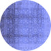 Round Oriental Blue Industrial Rug, urb1054blu