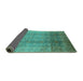 Sideview of Oriental Turquoise Industrial Rug, urb1054turq