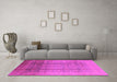 Machine Washable Oriental Pink Industrial Rug in a Living Room, wshurb1054pnk