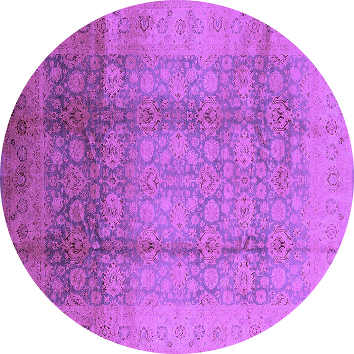 Round Oriental Purple Industrial Rug, urb1054pur