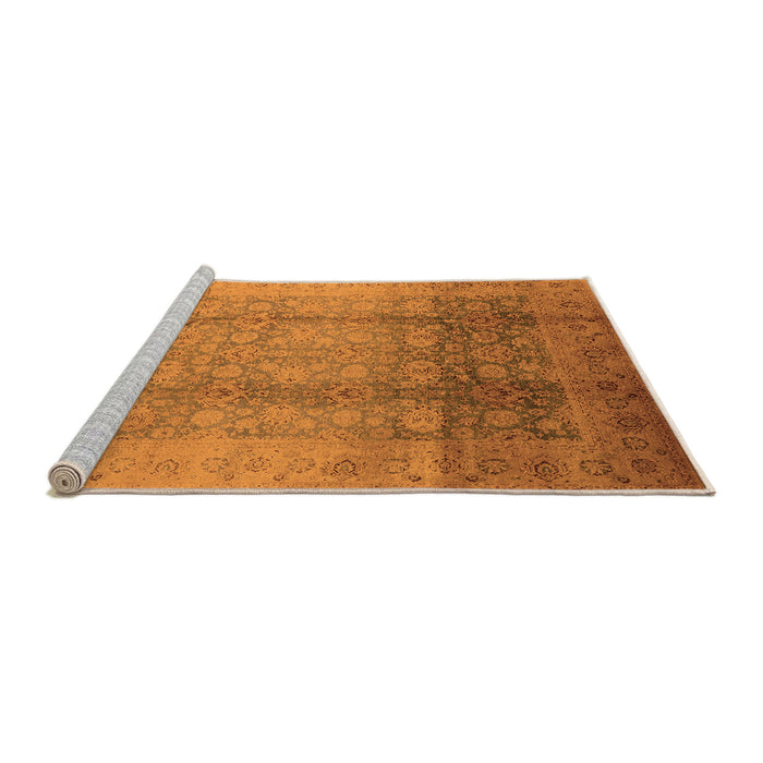 Sideview of Machine Washable Oriental Orange Industrial Area Rugs, wshurb1054org