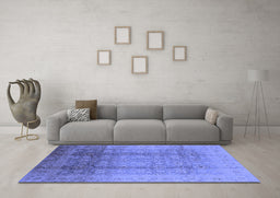 Machine Washable Oriental Blue Industrial Rug in a Living Room, wshurb1054blu