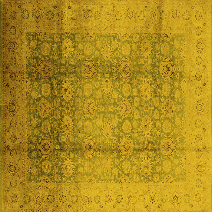 Square Machine Washable Oriental Yellow Industrial Rug, wshurb1054yw