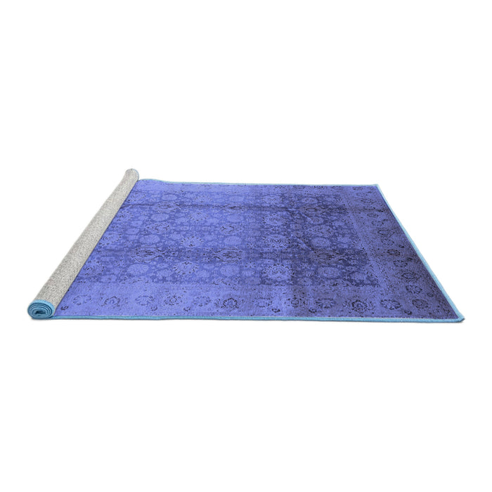 Sideview of Machine Washable Oriental Blue Industrial Rug, wshurb1054blu