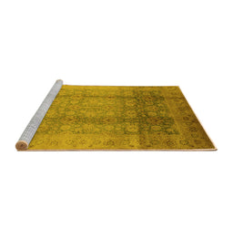 Sideview of Machine Washable Oriental Yellow Industrial Rug, wshurb1054yw