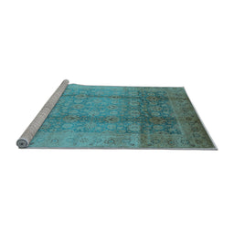 Sideview of Machine Washable Oriental Light Blue Industrial Rug, wshurb1054lblu