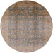 Round Mid-Century Modern Brown Oriental Rug, urb1054