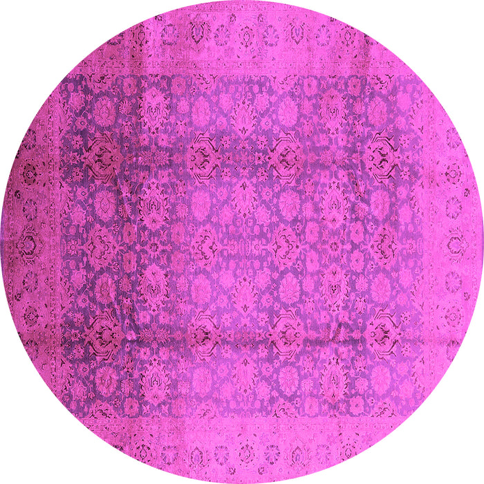 Round Machine Washable Oriental Pink Industrial Rug, wshurb1054pnk