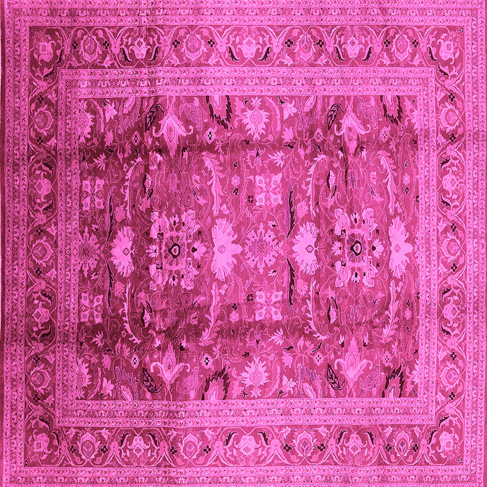 Square Machine Washable Oriental Pink Traditional Rug, wshurb1055pnk