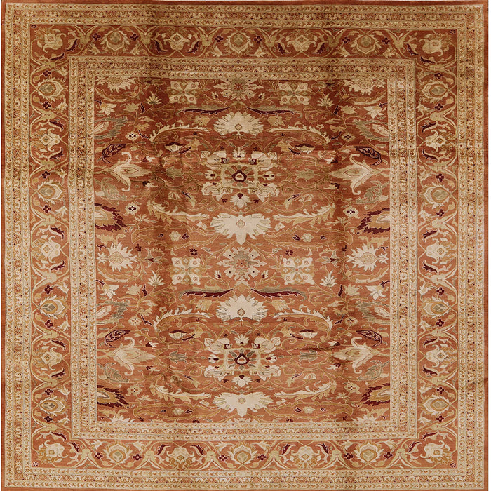Square Mid-Century Modern Mahogany Brown Oriental Rug, urb1055