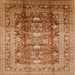 Square Mid-Century Modern Mahogany Brown Oriental Rug, urb1055