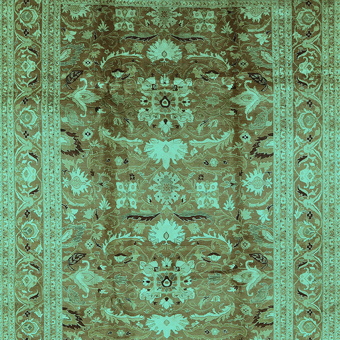 Machine Washable Oriental Turquoise Traditional Area Rugs, wshurb1055turq