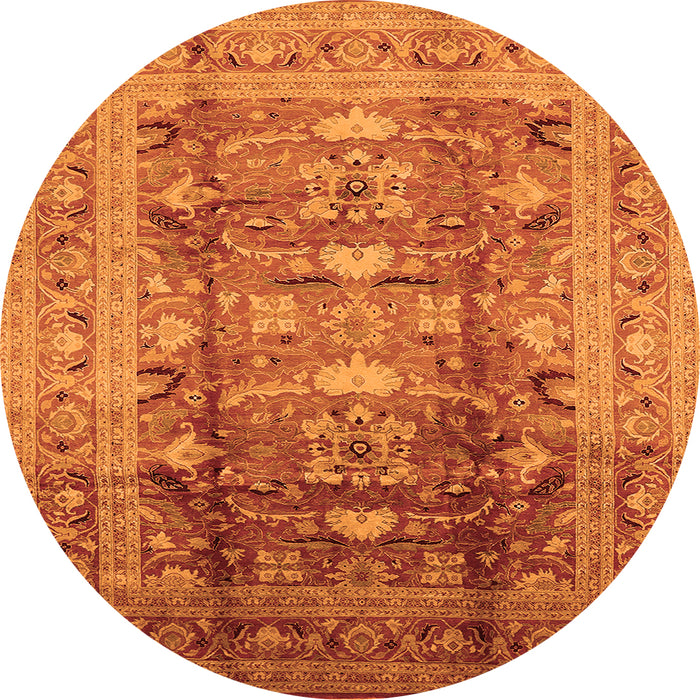 Round Oriental Orange Traditional Rug, urb1055org
