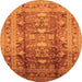 Round Oriental Orange Traditional Rug, urb1055org