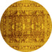 Round Oriental Yellow Traditional Rug, urb1055yw