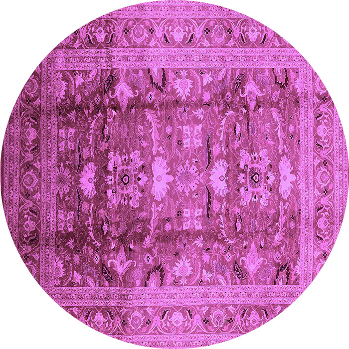 Round Machine Washable Oriental Purple Traditional Area Rugs, wshurb1055pur