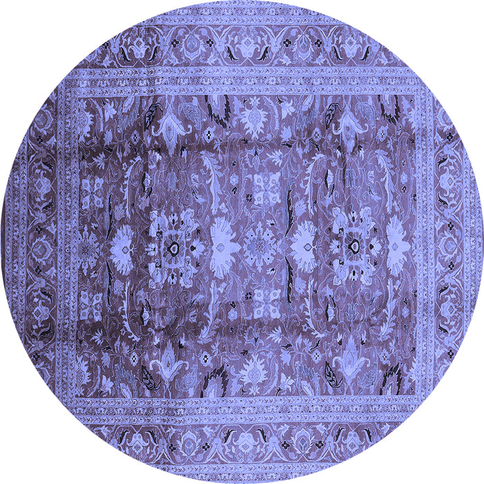 Round Oriental Blue Traditional Rug, urb1055blu