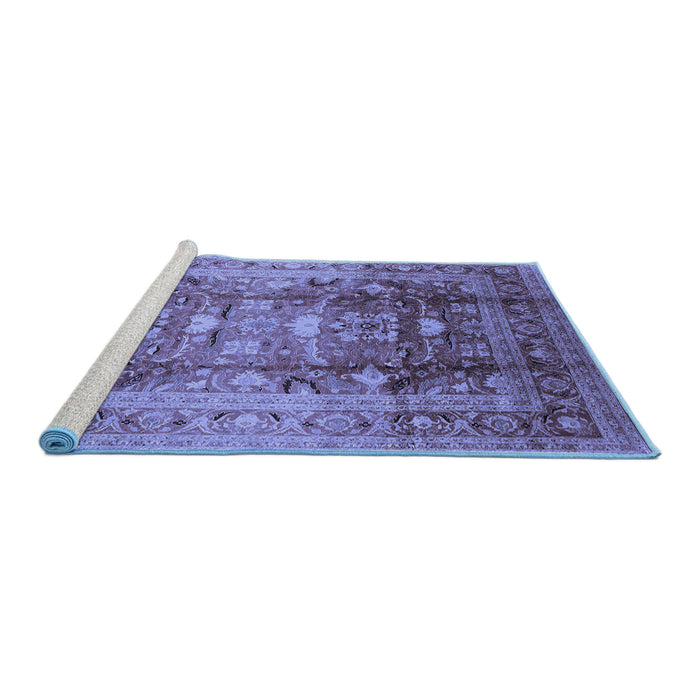 Sideview of Machine Washable Oriental Blue Traditional Rug, wshurb1055blu