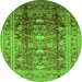 Round Oriental Green Traditional Rug, urb1055grn