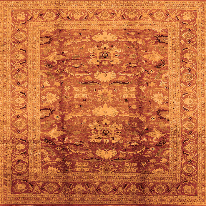 Square Machine Washable Oriental Orange Traditional Area Rugs, wshurb1055org