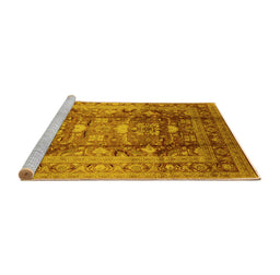 Sideview of Machine Washable Oriental Yellow Traditional Rug, wshurb1055yw