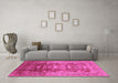 Machine Washable Oriental Pink Traditional Rug in a Living Room, wshurb1055pnk