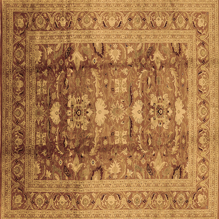 Square Oriental Brown Traditional Rug, urb1055brn