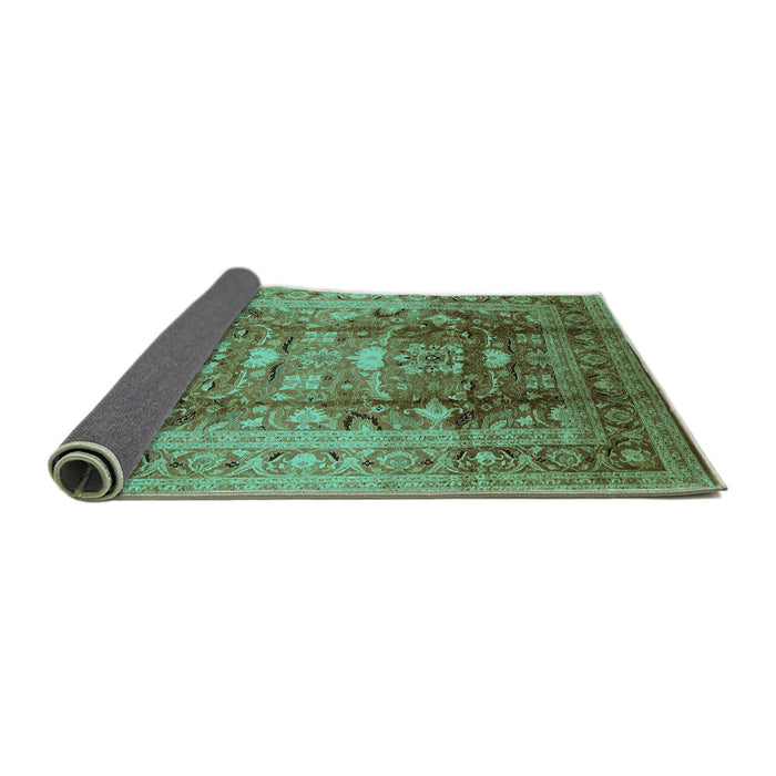 Sideview of Oriental Turquoise Traditional Rug, urb1055turq