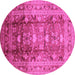 Round Machine Washable Oriental Pink Traditional Rug, wshurb1055pnk