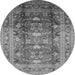 Round Oriental Gray Traditional Rug, urb1055gry