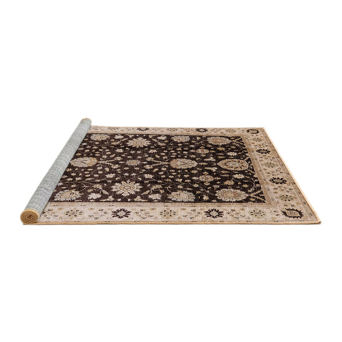 Sideview of Machine Washable Industrial Modern Bakers Brown Rug, wshurb1056