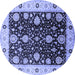 Round Oriental Blue Traditional Rug, urb1056blu
