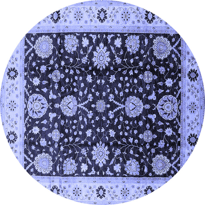 Round Machine Washable Oriental Blue Traditional Rug, wshurb1056blu