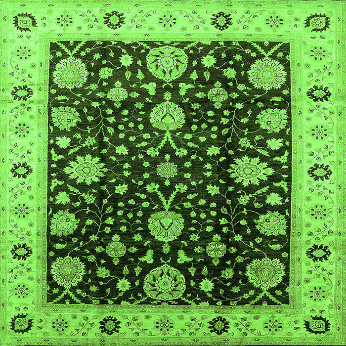 Square Oriental Green Traditional Rug, urb1056grn