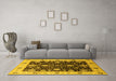Machine Washable Oriental Yellow Traditional Rug in a Living Room, wshurb1056yw