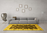 Machine Washable Oriental Yellow Traditional Rug, wshurb1056yw