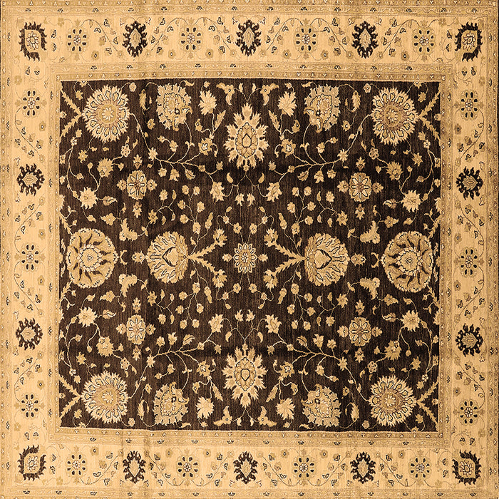 Square Machine Washable Oriental Brown Traditional Rug, wshurb1056brn