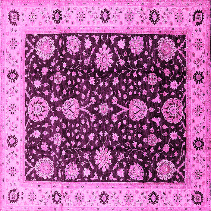 Square Machine Washable Oriental Pink Traditional Rug, wshurb1056pnk