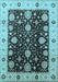 Machine Washable Oriental Light Blue Traditional Rug, wshurb1056lblu