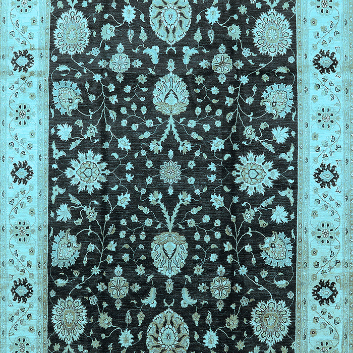 Machine Washable Oriental Light Blue Traditional Rug, wshurb1056lblu