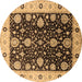 Round Machine Washable Oriental Brown Traditional Rug, wshurb1056brn