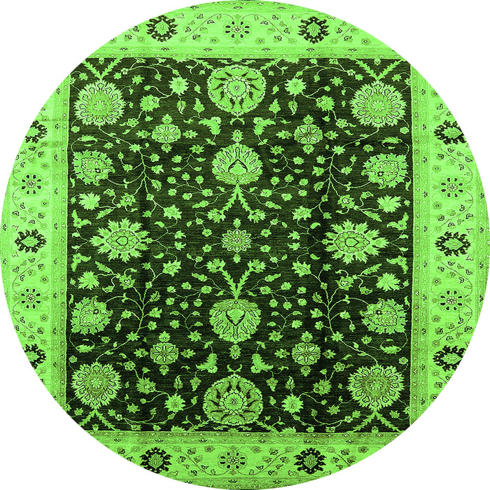 Round Oriental Green Traditional Rug, urb1056grn