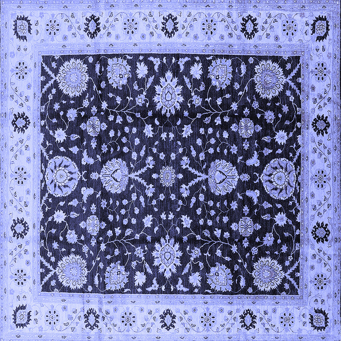Square Machine Washable Oriental Blue Traditional Rug, wshurb1056blu