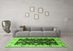 Machine Washable Oriental Green Traditional Area Rugs in a Living Room,, wshurb1056grn